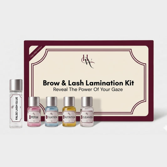 Brow & Lash Lamination Kit with bottles and branded box on a white background